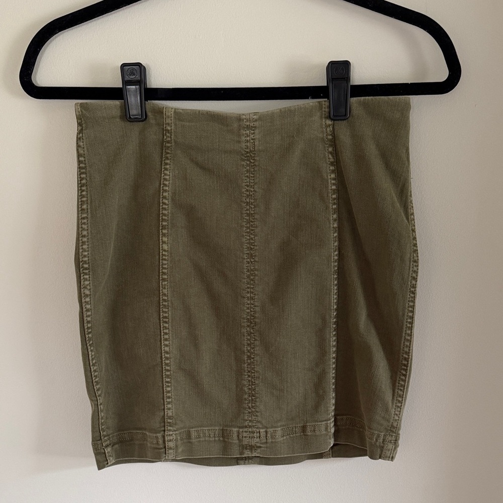 Free People Olive Panel-Stitched Pencil Skirt
